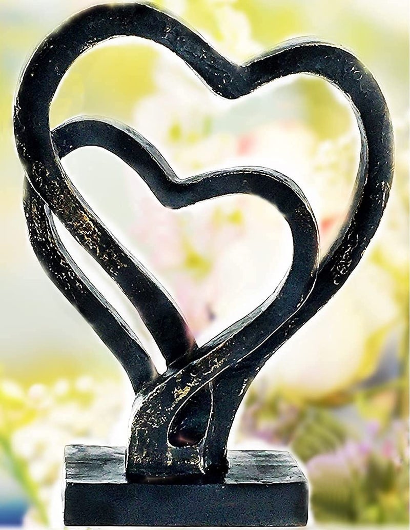 Bellaa 24827 Heart Statues Eternity Double Love Romantic Sculpture, 11 Inches, Anniversary Valentines Couple Gift for Her Home Decor, Modern Art Bond of Marriage - Image 4